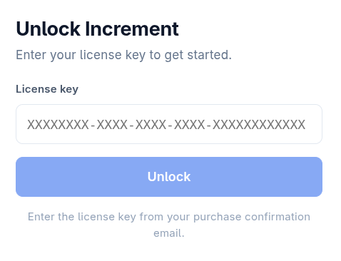 License key entry form